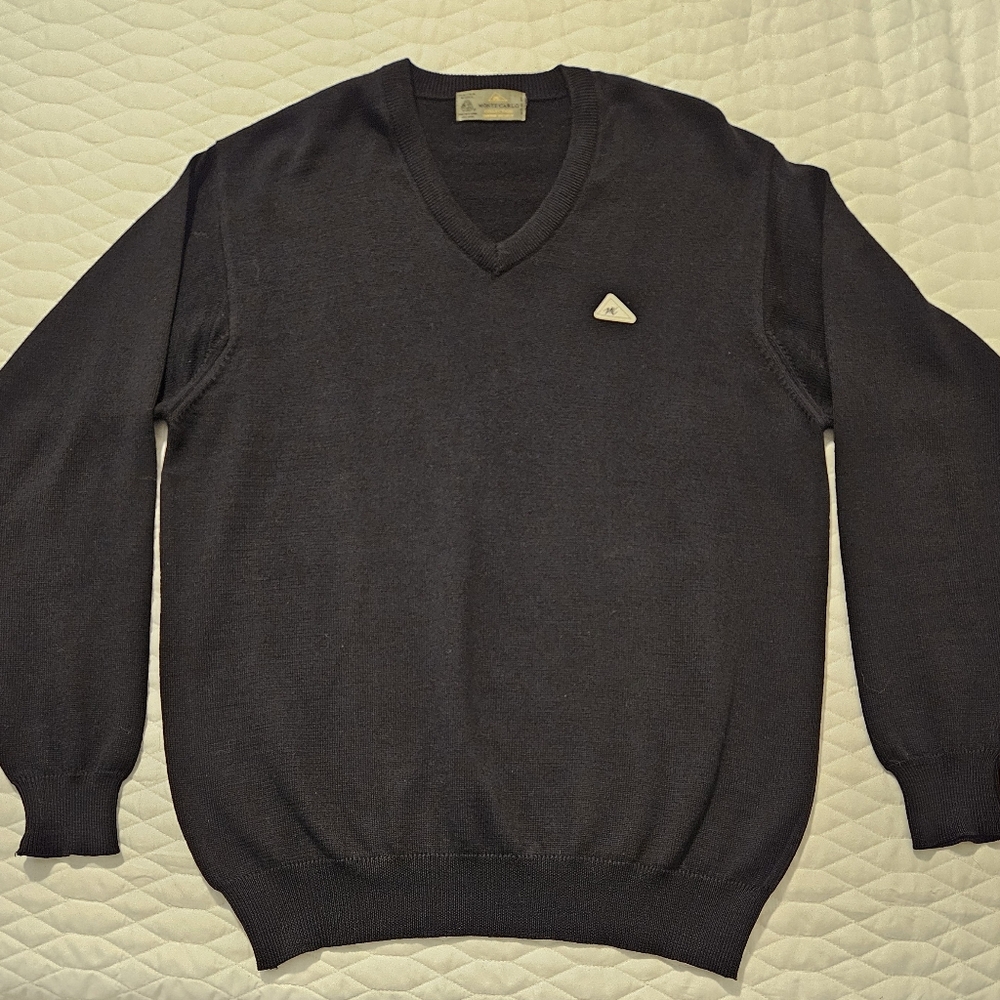 Monte Carlo Collection Magna Wool 0332-NO-93W black v-neck men's